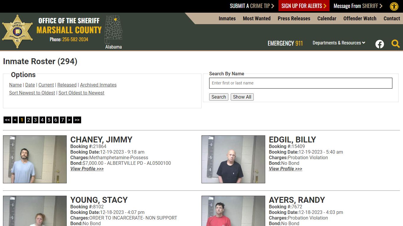 Inmate Roster (317) - Marshall County Sheriff's Office